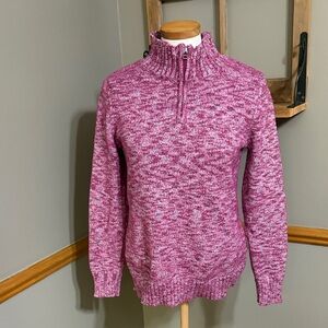 Croft & Barrow Pink & gray quarter zip Knit Sweater size small